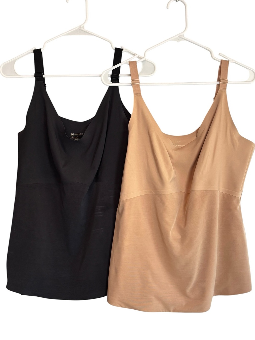 TWO! Honeylove 2X Shaping Tank Camis Black & Beige Adjustable Strap Sculptwear